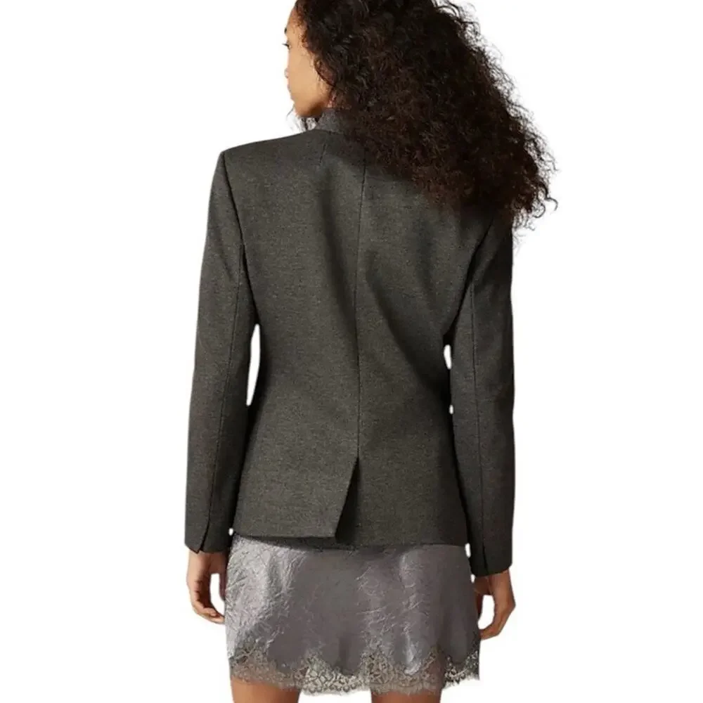 J.Crew Going Out Blazer Size‎ 8 Tall Gray Open Front Stretch Knit Twill Office